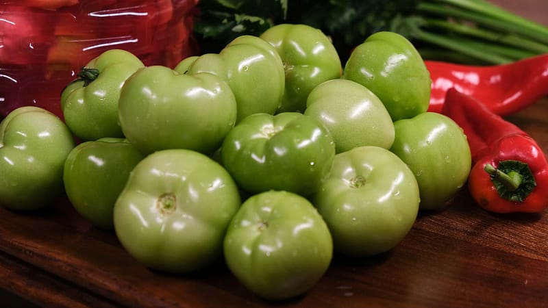 firm green unripened tomatoes