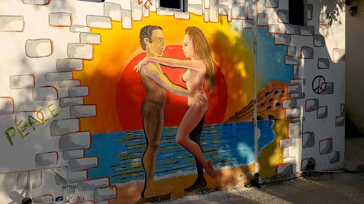 wall painting-in-matala-naked-man-and-woman-on-the-beach