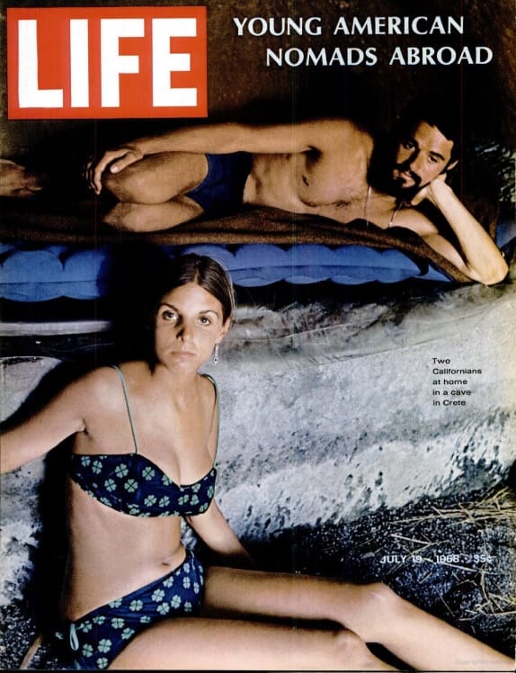 Hippies living in the caves of Matala on the cover of Life Magazine from 1968