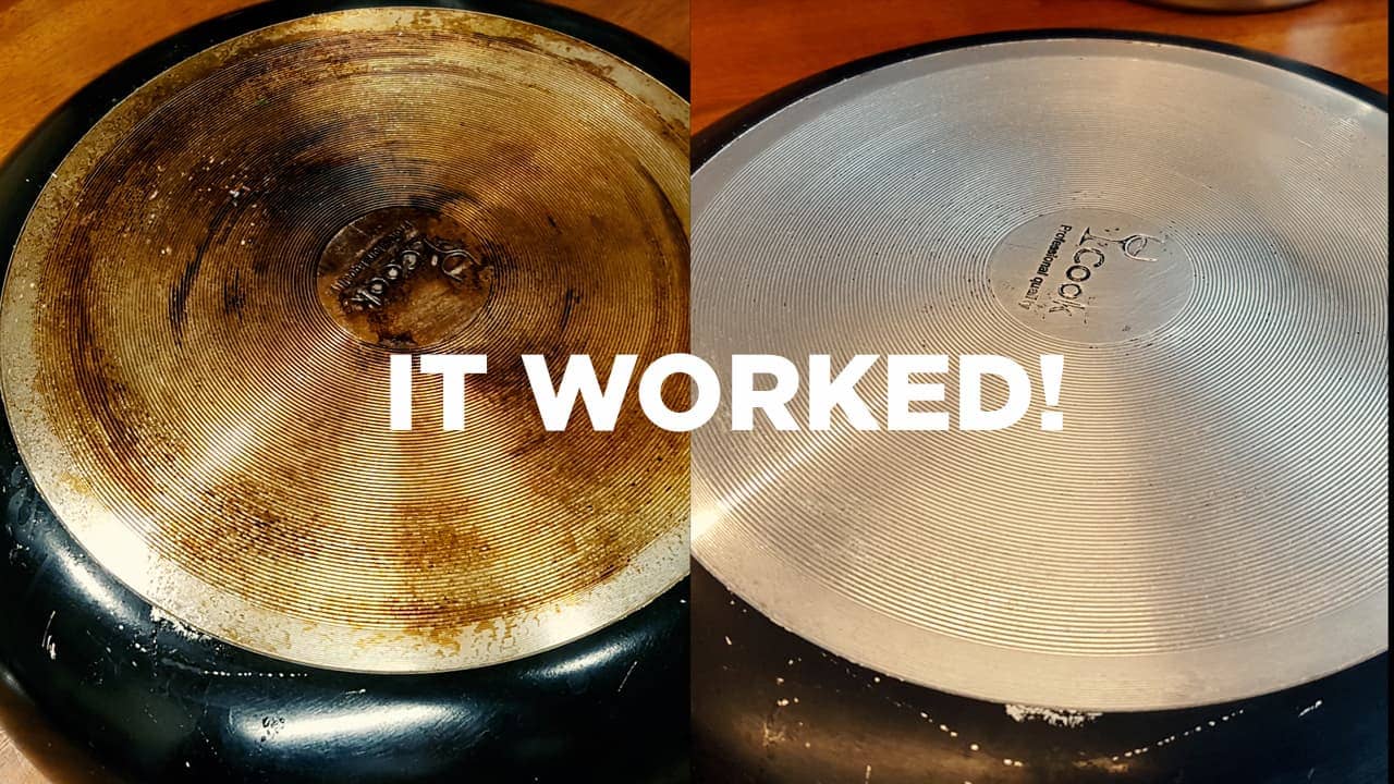 cleaning burnt pots and pans bottom with a method that really works